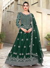 Dark Green Colour viana vol 4 Designer Fancy Heavy Festive Wear Butterfly Net With Embroidery Work Gown With Dupatta Collection Viana21